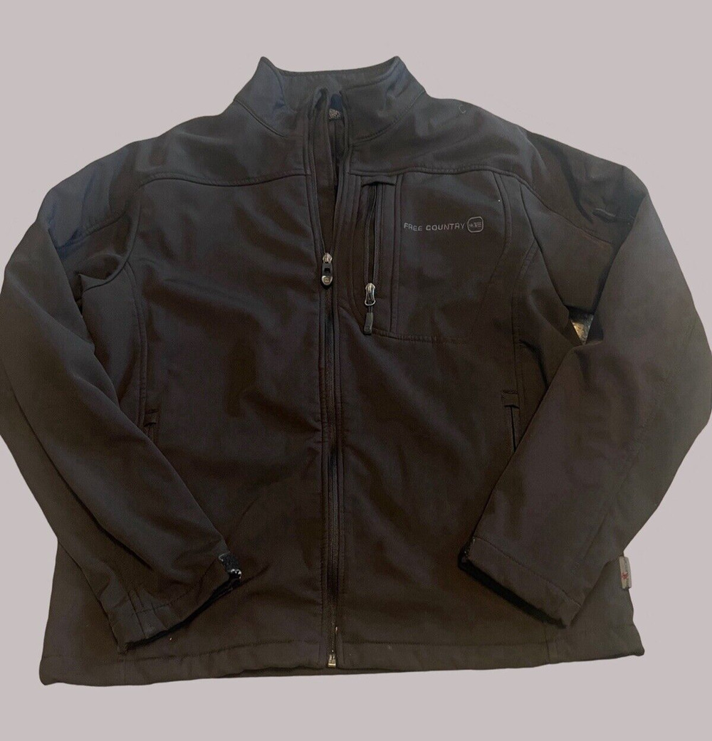 FREE COUNTRY Grid Fleece Jacket, Full Zip, Outdoor Hiking, Black| Men's: M